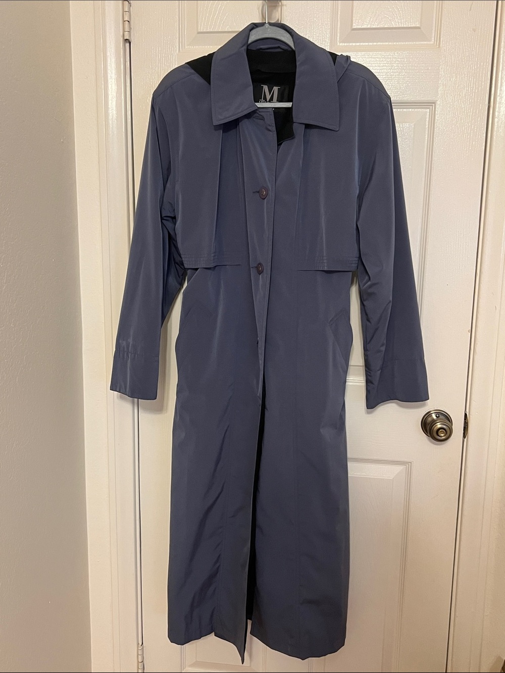 Mulberry Slate-Blue Long Trench Coat